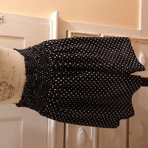 H&M black/white polka dot elastic waist skirt Sz L